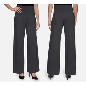 MAGASCHONI Womens 14 Black High Waist Wide Leg Stretch Dress Trousers Pants Work